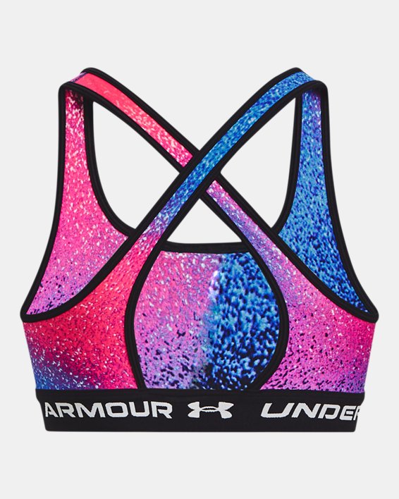 Women's Armour® Mid Crossback Printed Sports Bra, Blue, pdpMainDesktop image number 11